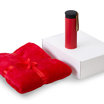 Подарочный набор с пледом, термосом Cozy hygge 2.0, красный