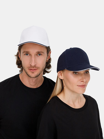 Бейсболка Classic 2.0, белая с темно-синим кантом - рис 11.