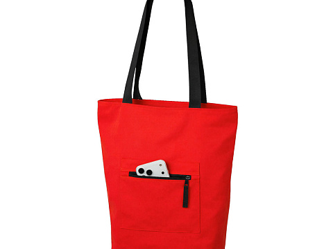 Сумка на молнии Zipper  Neo из хлопка 280 г c карманом на молнии спереди, красный - рис 6.