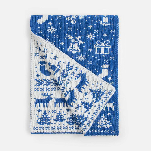 Шарф Holidale, синий с молочным - рис 2.