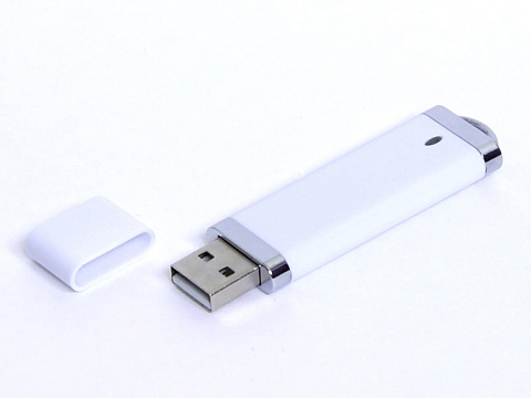 USB-флешка промо на 128 Гб прямоугольной классической формы, белый