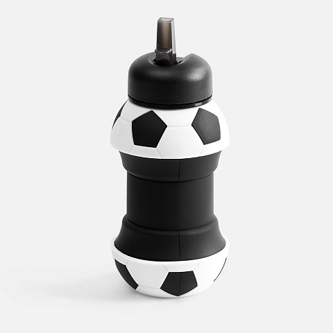 Складная бутылка для воды Football Flex, белая с черным - рис 3.