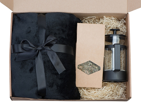 Подарочный набор Tea time с пледом, черный - рис 3.