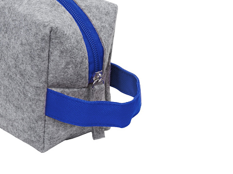 Органайзер для электроники и проводов Felt из RPET-фетра с ручкой, серый с синим - рис 7.