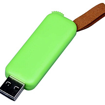 USB-флешка промо на 4 Гб прямоугольной формы, выдвижной механизм, зеленый