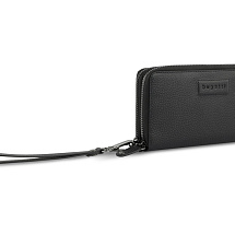 Кошелёк женский BUGATTI ЭЛЬЗА | ELSA, с защитой данных RFID, чёрный, воловья кожа/полиэстер, 19х3х10,5 см