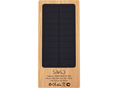 Внешний аккумулятор с подсветкой лого и солнечной панелью Reedia S1, 10000 mAh, бамбук, черный - рис 3.