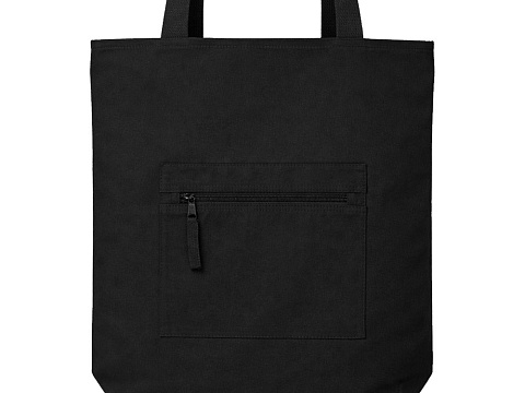 Сумка на молнии Zipper  Neo из хлопка 280 г c карманом на молнии спереди, черный - рис 5.