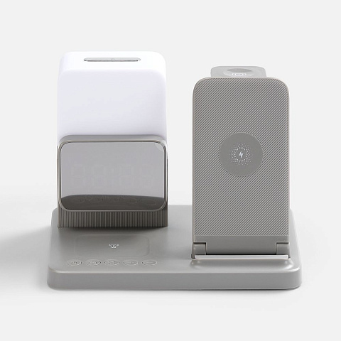 Зарядная станция с электронными часами и подсветкой Large Charge ver.3, серая - рис 3.