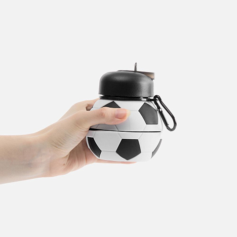 Складная бутылка для воды Football Flex, белая с черным - рис 7.