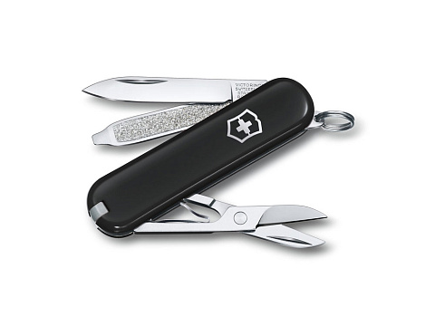 Нож-брелок VICTORINOX Classic SD Colors Dark Illusion, 58 мм, 7 функций, чёрный