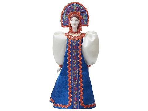 Подарочный набор: кукла фарфоровая, чай Малина с мятой, синий - рис 9.