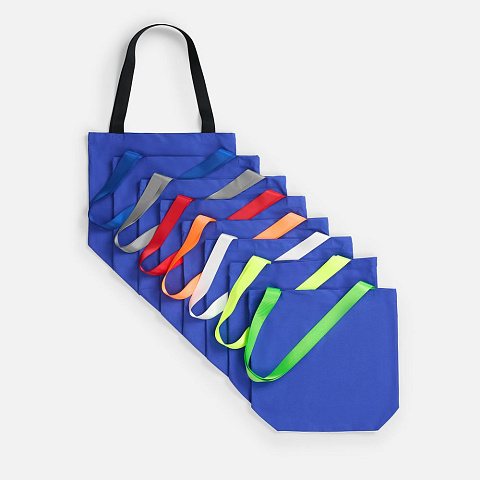 Шопер B5, синий с широкими оранжевыми ручками - рис 3.