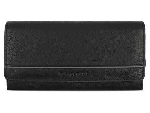 Кошелёк женский BUGATTI Banda, с защитой данных RFID, чёрный, кожа/полиэстер, 18,5х2,5х9,5 см - рис 2.