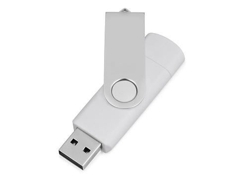 USB/micro USB-флешка 2.0 на 16 Гб Квебек OTG, белый - рис 2.