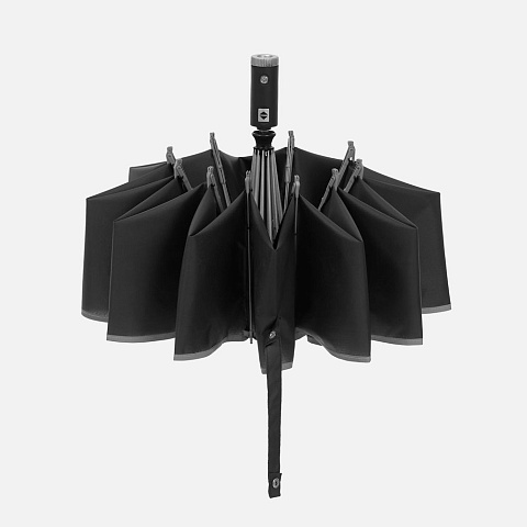 Зонт обратного сложения Norsken с фонариком, черный - рис 5.