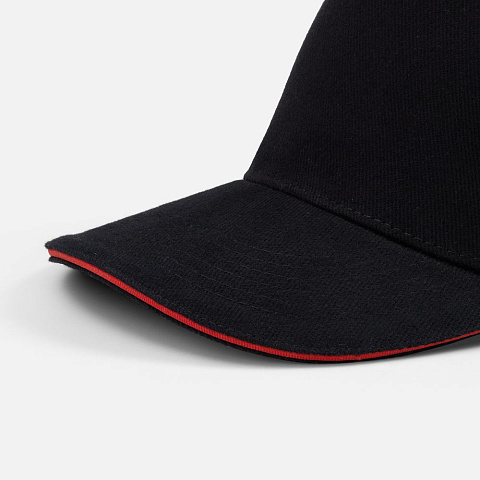 Бейсболка Classic 2.0, черная с красным кантом - рис 3.