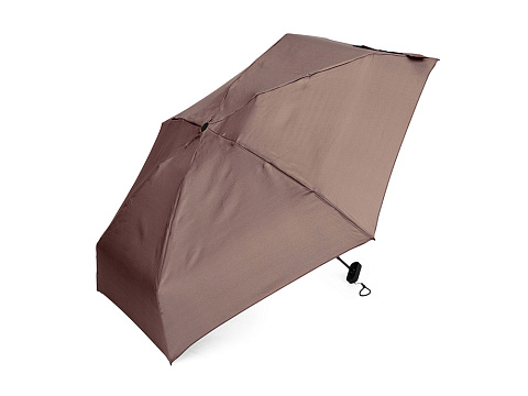 Зонт складной женский TORBER, механика, 5 сложений, коричневый, каркас алюминий, эпонж, пластиковая ручка, диаметр 91 см