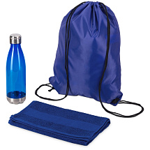 Спортивный набор с бутылкой и полотенцем Beginner, синий
