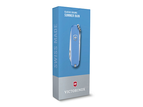 Нож-брелок VICTORINOX Classic SD Colors Summer Rain, 58 мм, 7 функций, голубой - рис 4.