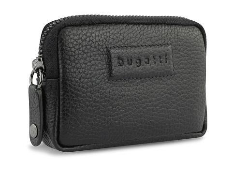 Ключница BUGATTI ЭЛЬЗА | ELSA, с защитой данных RFID, чёрная, воловья кожа/полиэстер, 11х2х7 см