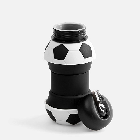 Складная бутылка для воды Football Flex, белая с черным - рис 4.