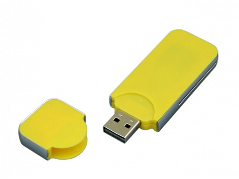 USB-флешка на 64 Гб в стиле I-phone, прямоугольнй формы, желтый - рис 2.