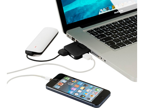 USB Hub Gaia на 4 порта, черный - рис 5.