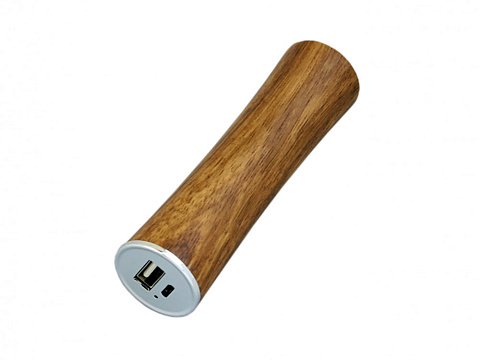 PB_wood2 Универсальное зарядное устройство power bank круглой формы. 2200MAH. Белый