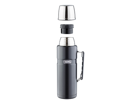 Термос со стальной колбой тм THERMOS SK2020 Matte Black King Stainless Steel Vacuum Flask. 2.0L, черный - рис 2.