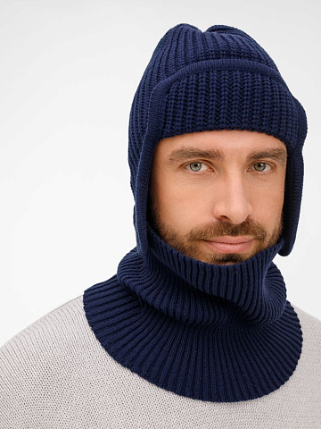 Шапка-ушанка Catch Match, темно-синяя - рис 7.