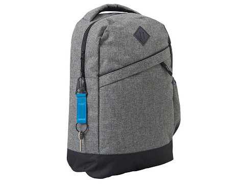 Брелок-ремувка Carabinier из ткани с вставкой из экокожи и карабином, синий - рис 3.