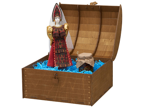 Подарочный набор: кукла фарфоровая, мед, красный - рис 2.