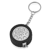 Брелок-рулетка Шина, 1 м., черный/серебристый