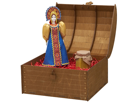 Подарочный набор: кукла фарфоровая, крем-мед, синий - рис 4.