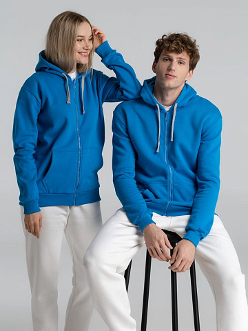 Толстовка с капюшоном на молнии Unit Siverga Heavy, бирюзовая - рис 14.