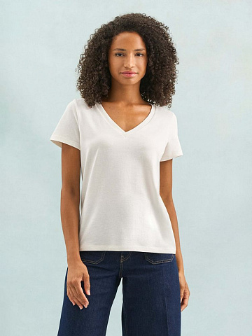 Футболка женская Regent Women с V-образным вырезом, молочно-белая - рис 5.