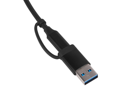 USB-хаб Link с коннектором 2-в-1 USB-C и USB-A, 2.0/3.0, черный - рис 4.