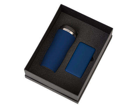 Подарочный набор c термокружкой С1 и повербанком С2, темно-синий - рис 2.