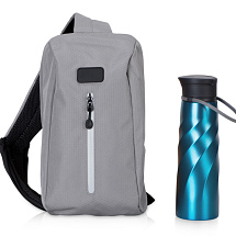 Подарочный набор с бутылкой для воды в сумке - слинге 
Athletic nomad, синий