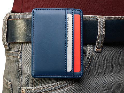 Картхолдер для двух карт и наличных денег с зажимом Crave, темно-синий - рис 7.