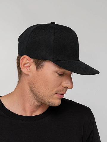 Бейсболка Snapback с прямым козырьком, черная - рис 6.