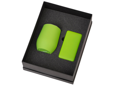 Подарочный набор с термокружкой и повербанком С2, 10000 mAh, зеленое яблоко - рис 2.