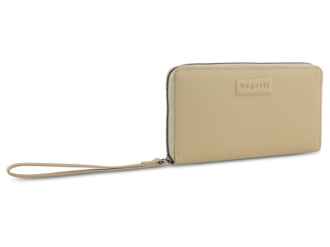 Кошелёк женский BUGATTI ЭЛЬЗА | ELSA, с защитой данных RFID, песочного цвета, воловья кожа/полиэстер, 18,7х2х10 см