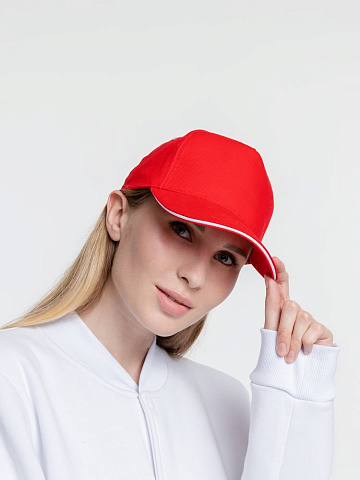 Бейсболка Classic 2.0, красная с белым кантом - рис 9.