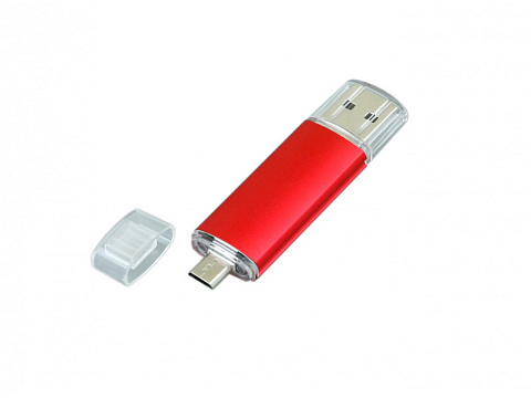 USB-флешка на 32 Гб.c дополнительным разъемом Micro USB, красный - рис 2.