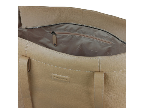 Сумка дорожная женская BUGATTI Elsa, песочного цвета, воловья кожа/полиэстер, 57х15х37 см - рис 5.