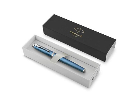 Перьевая ручка Parker IM Premium Blue Grey CT, перо: F, цвет чернил: blue, в подарочной упаковке. - рис 2.