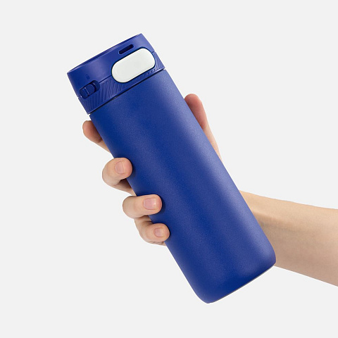 Термостакан X1 с цветной кнопкой, синий с белым - рис 5.