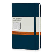 Записная книжка Moleskine Classic (в линейку) в твердой обложке, Pocket (9x14см), голубой сапфир